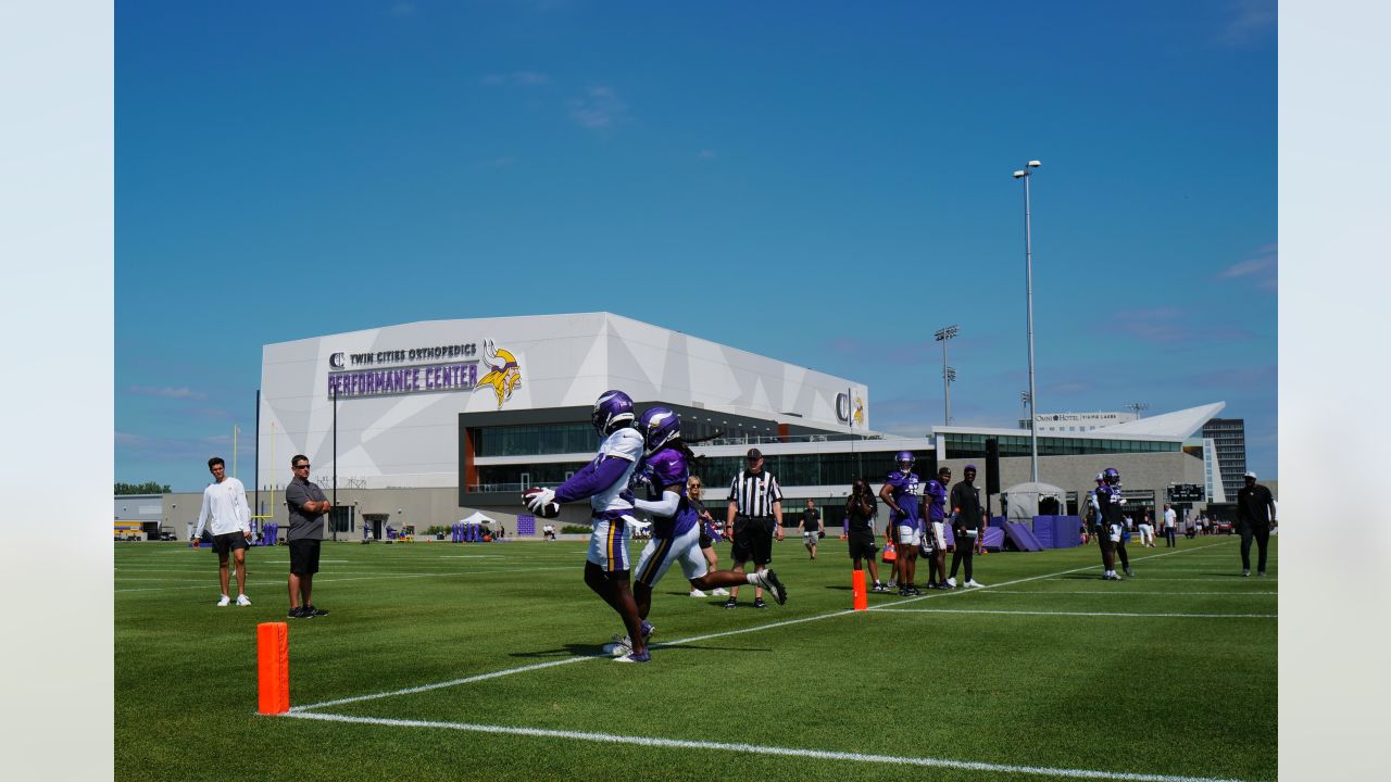 EAGAN, MN - AUGUST 02: Minnesota Vikings running back Dalvin Cook (33) runs  with the ball after a catch during training camp at Twin Cities Orthopedics  Performance Center in Eagan, MN on