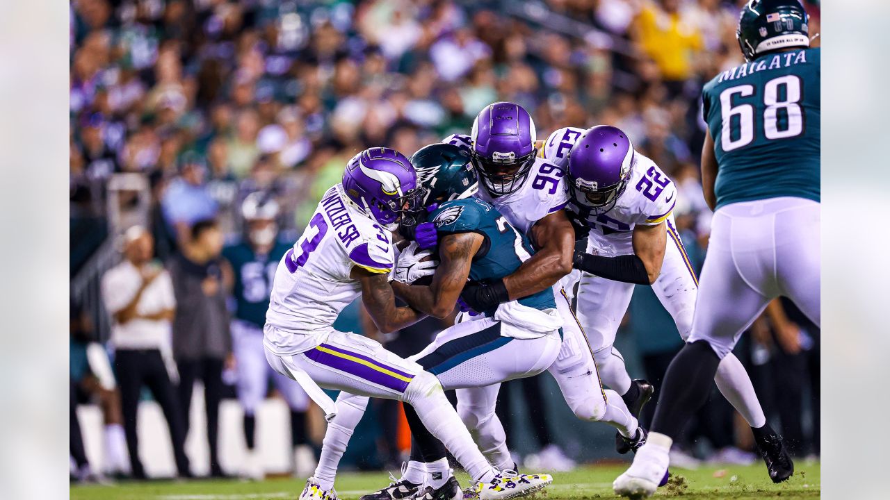 November 18, 2018: Chicago, Illinois, U.S. - Vikings #22 Harrison Smith  celebrates his tackle during the NFL