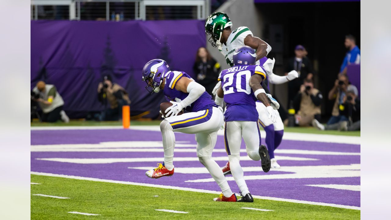 Minnesota Vikings safety Camryn Bynum (24) walks off the field