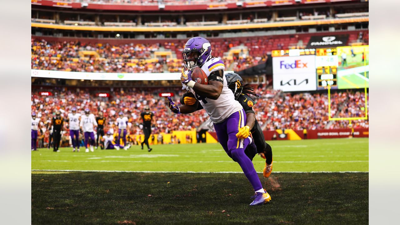 Minnesota Vikings' wide receiver Adam Thielen throws the ball during  warm-up before during the International Series NFL match at Twickenham,  London. PRESS ASSOCIATION Photo. Picture date: Sunday October 29, 2017. See  PA