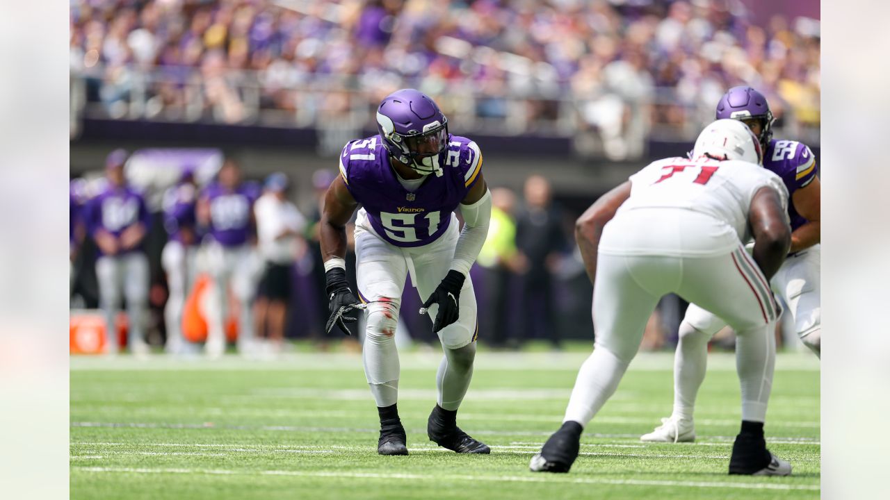 Arizona Cardinals wide receiver Davion Davis (10) runs down the field  during the first half of an NFL preseason football game against the  Minnesota Vikings, Saturday, Aug. 26, 2023, in Minneapolis. (AP