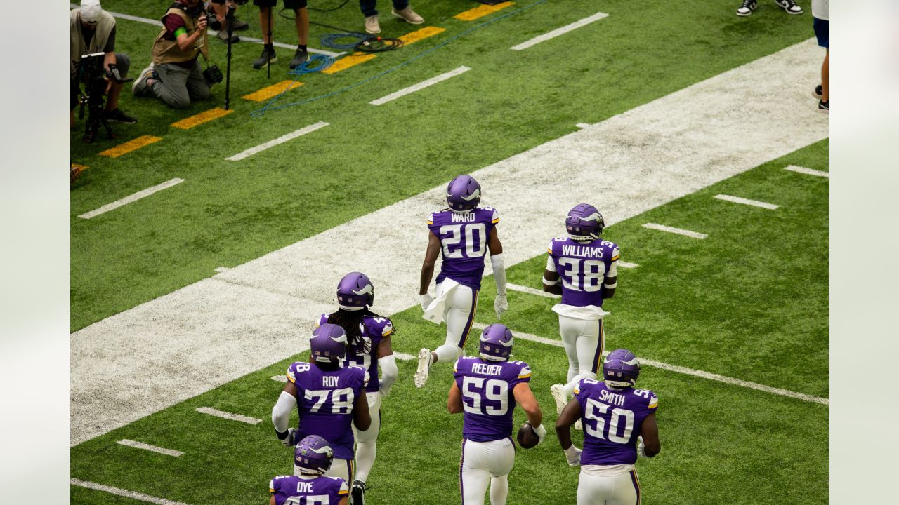 Arizona Cardinals wide receiver Davion Davis (10) runs down the field  during the first half of an NFL preseason football game against the  Minnesota Vikings, Saturday, Aug. 26, 2023, in Minneapolis. (AP