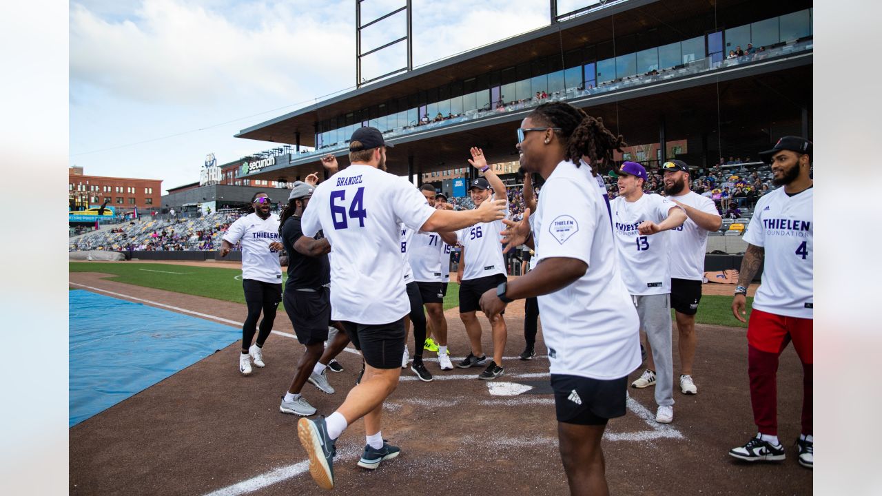 Vikings LS DePaola wins home run derby at Thielen Foundation charity  softball game -  5 Eyewitness News