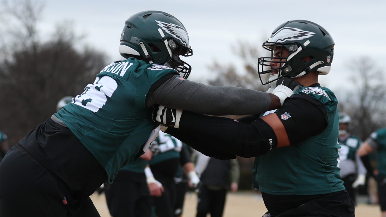 Philadelphia Eagles safety K'Von Wallace (42) comes out with teammates  prior to the NFL football game against the New York Giants, Sunday, Jan. 8,  2023, in Philadelphia. (AP Photo/Chris Szagola Stock Photo 