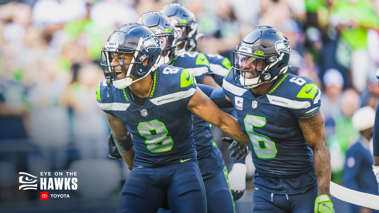 Nate Burleson of the Seattle Seahawks reacts after the play during