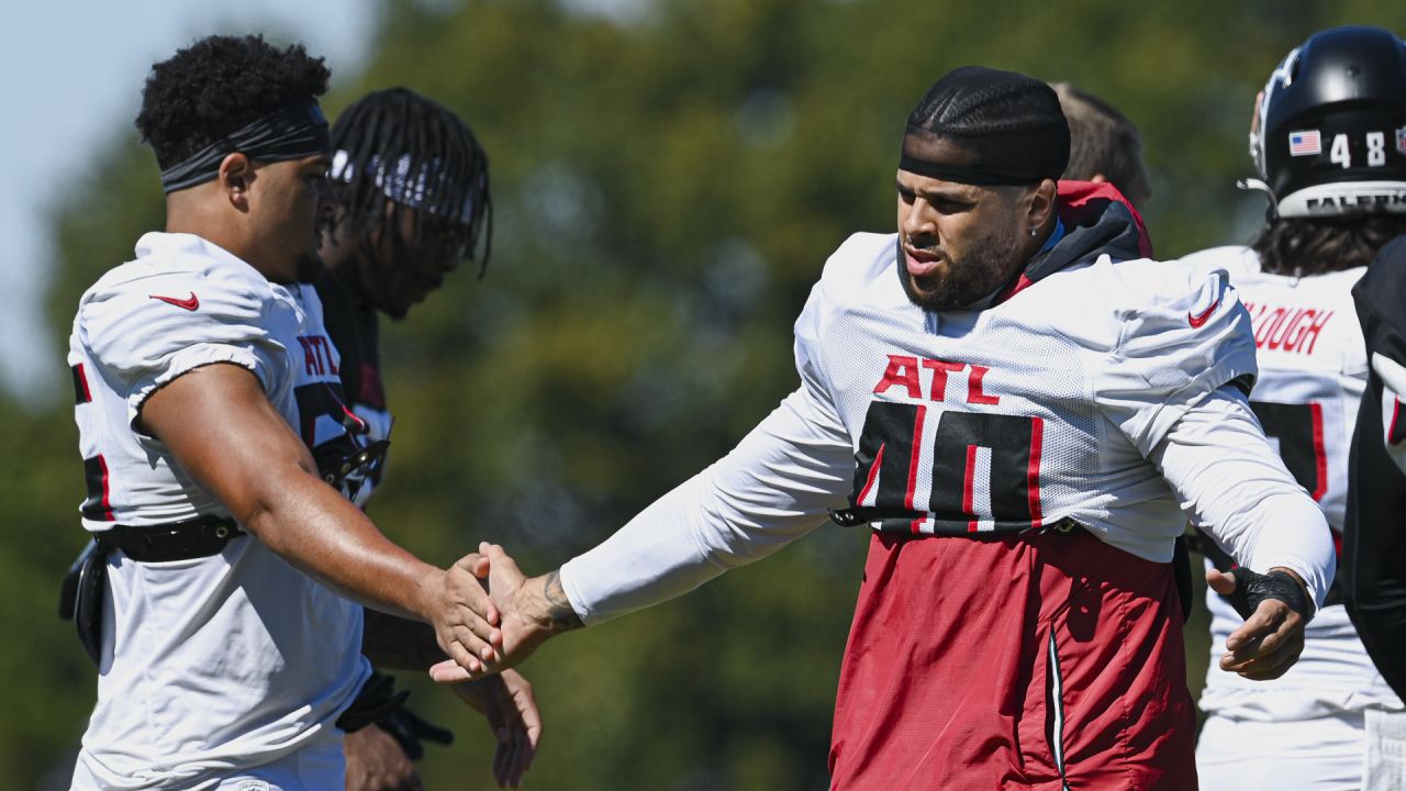 Atlanta Falcons running back Caleb Huntley (42) runs against the