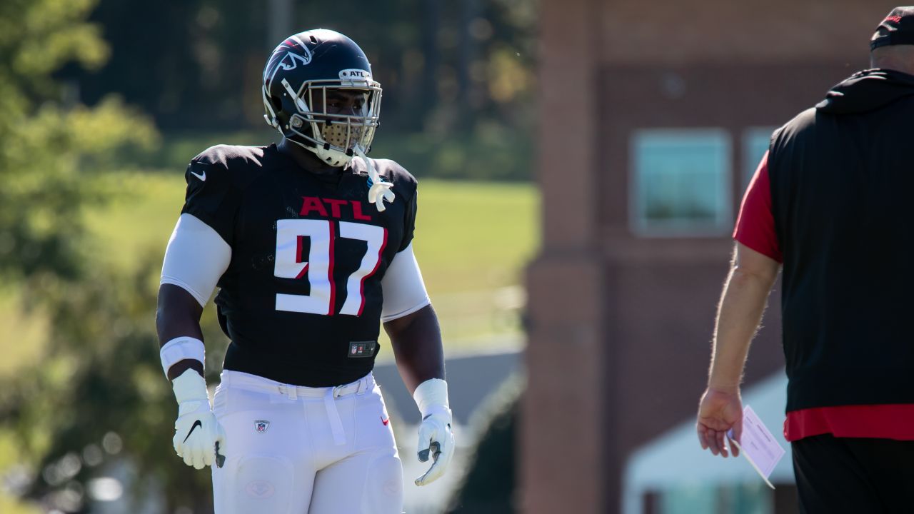 Atlanta Falcons defensive tackle Grady Jarrett #97 takes the field