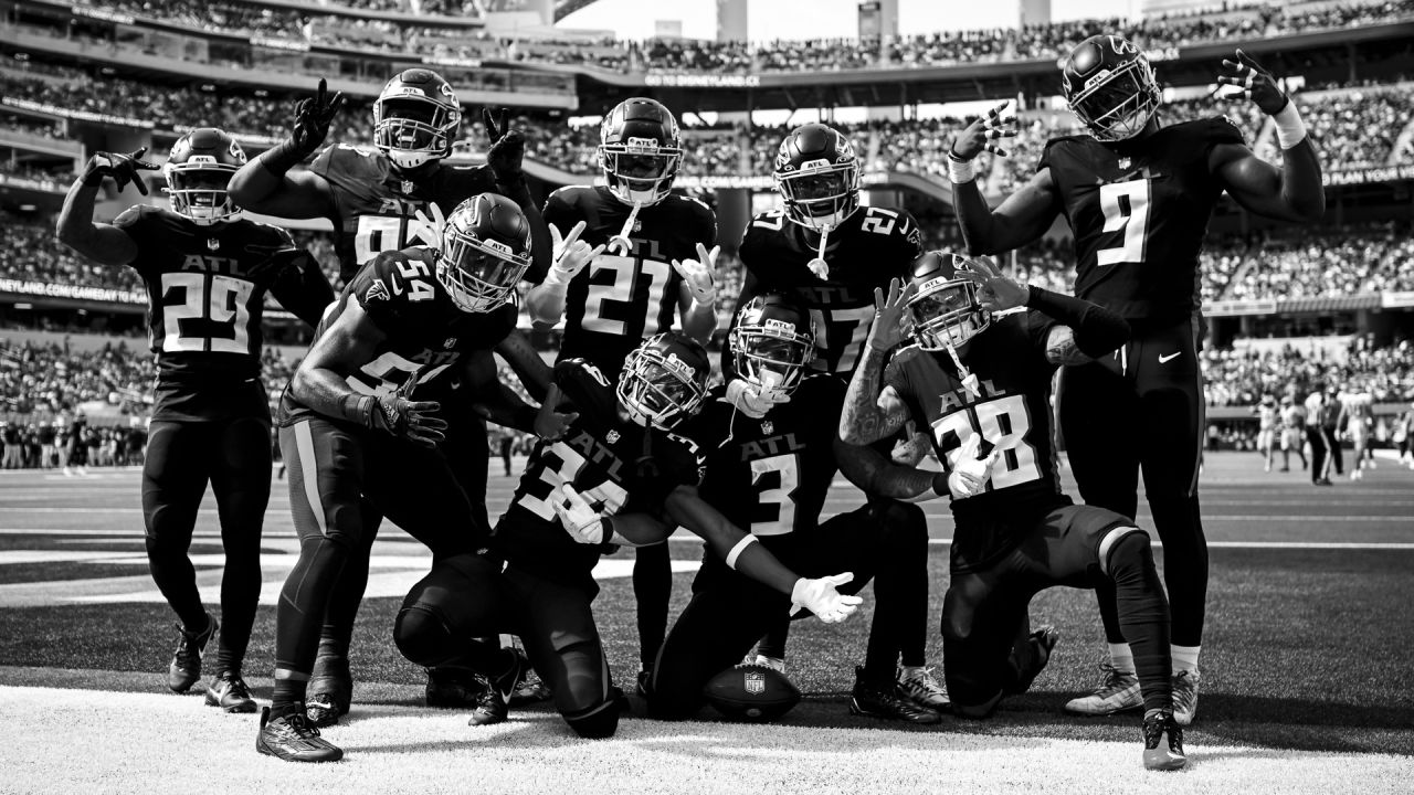 INGLEWOOD, CA - SEPTEMBER 18: Atlanta Falcons helmets during an NFL game  between the Atlanta Falcons and the Los Angeles Rams on September 18, 2022,  at SoFi Stadium in Inglewood, CA. (Photo