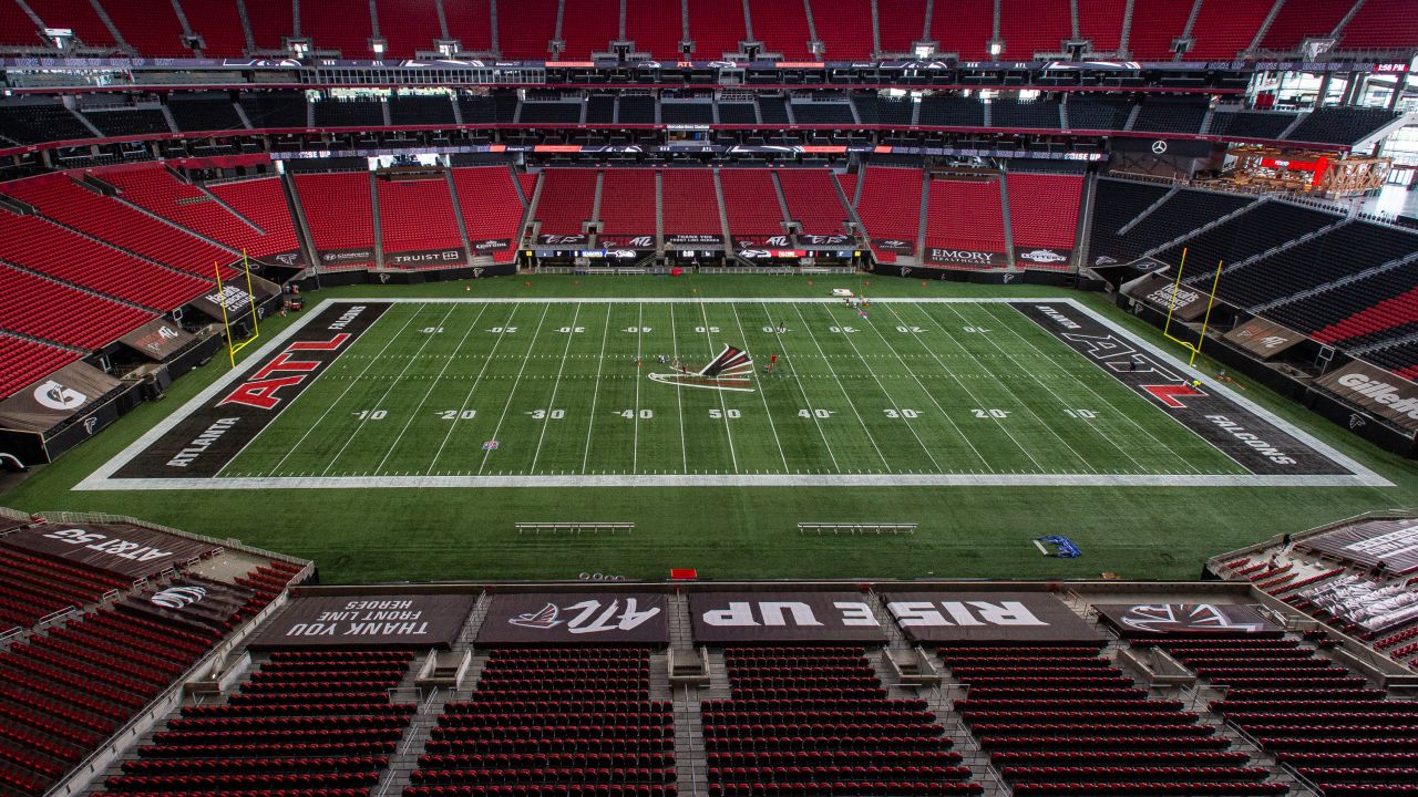 Falcons red helmets will eventually return while black end zones will  remain at Mercedes-Benz Stadium - The Falcoholic