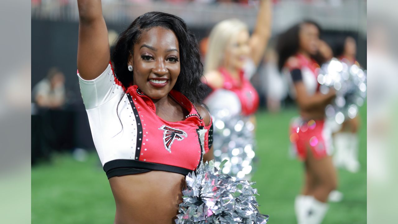 The Atlanta Falcons cheerleaders perform during the game against