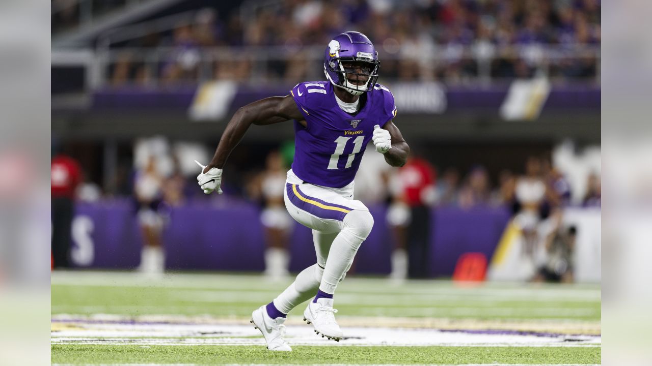 Seattle Seahawks wide receiver Laquon Treadwell (18) carries the ball  before an NFL football game against the Las Vegas Raiders, Sunday, Nov. 27,  2022, in Seattle, WA. The Raiders defeated the Seahawks