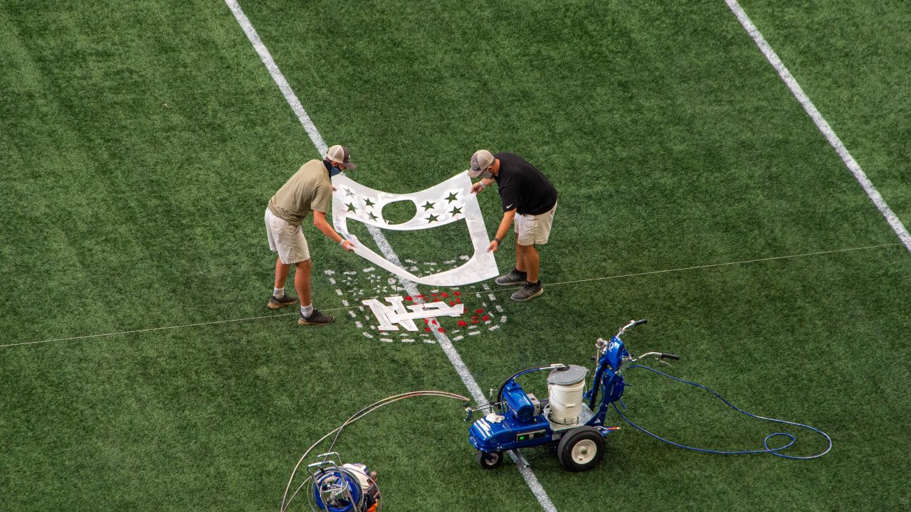 VIDEO: Falcons paint field for Sunday's opener vs. Seahawks