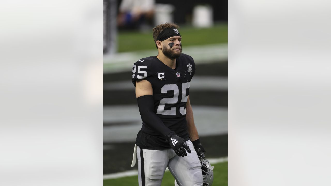 Las Vegas Raiders free safety Erik Harris #25 walks off the field after the  34-24 Raiders win against the New Orleans Saints after an NFL football  game, Monday, Sept. 21, 2020, in