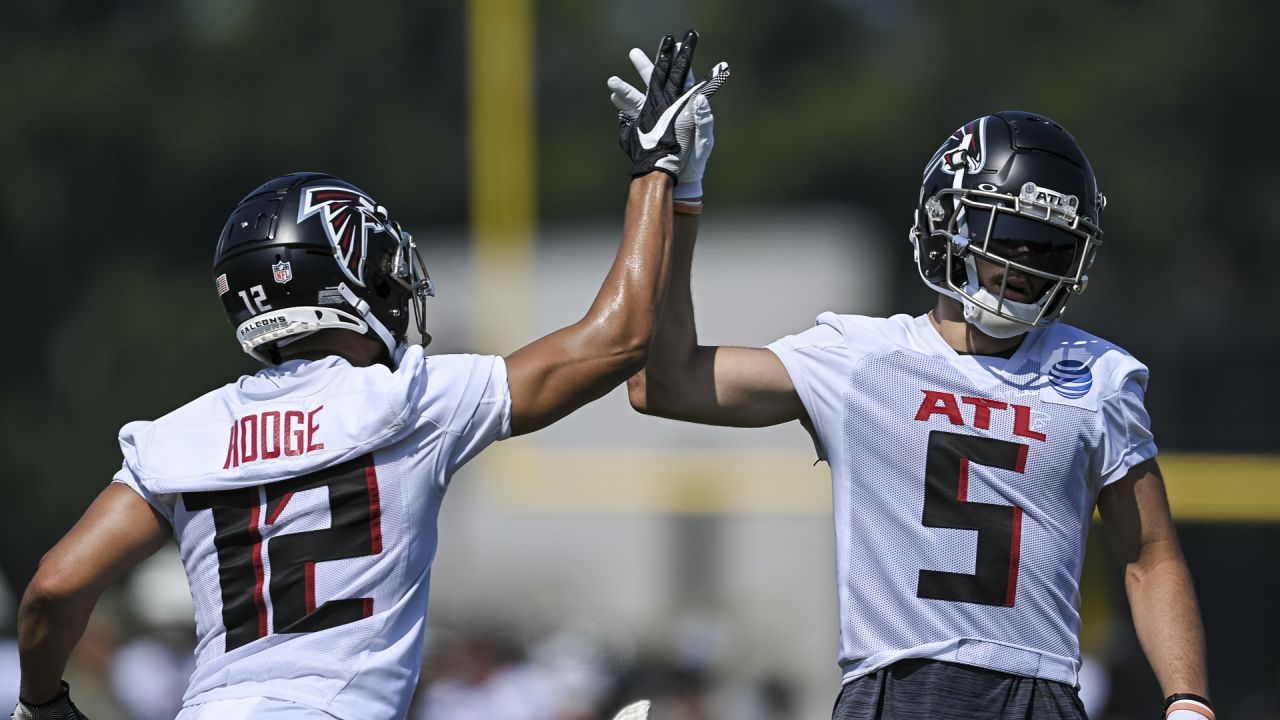 Atlanta Falcons wide receiver KhaDarel Hodge (12) works during the