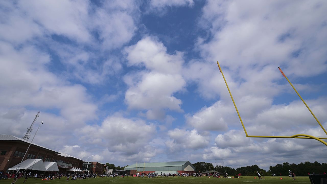 FLOWERY BRANCH, GA - JULY 30: Atlanta Falcons cornerback Teez Tabor (20)  during Saturday morning