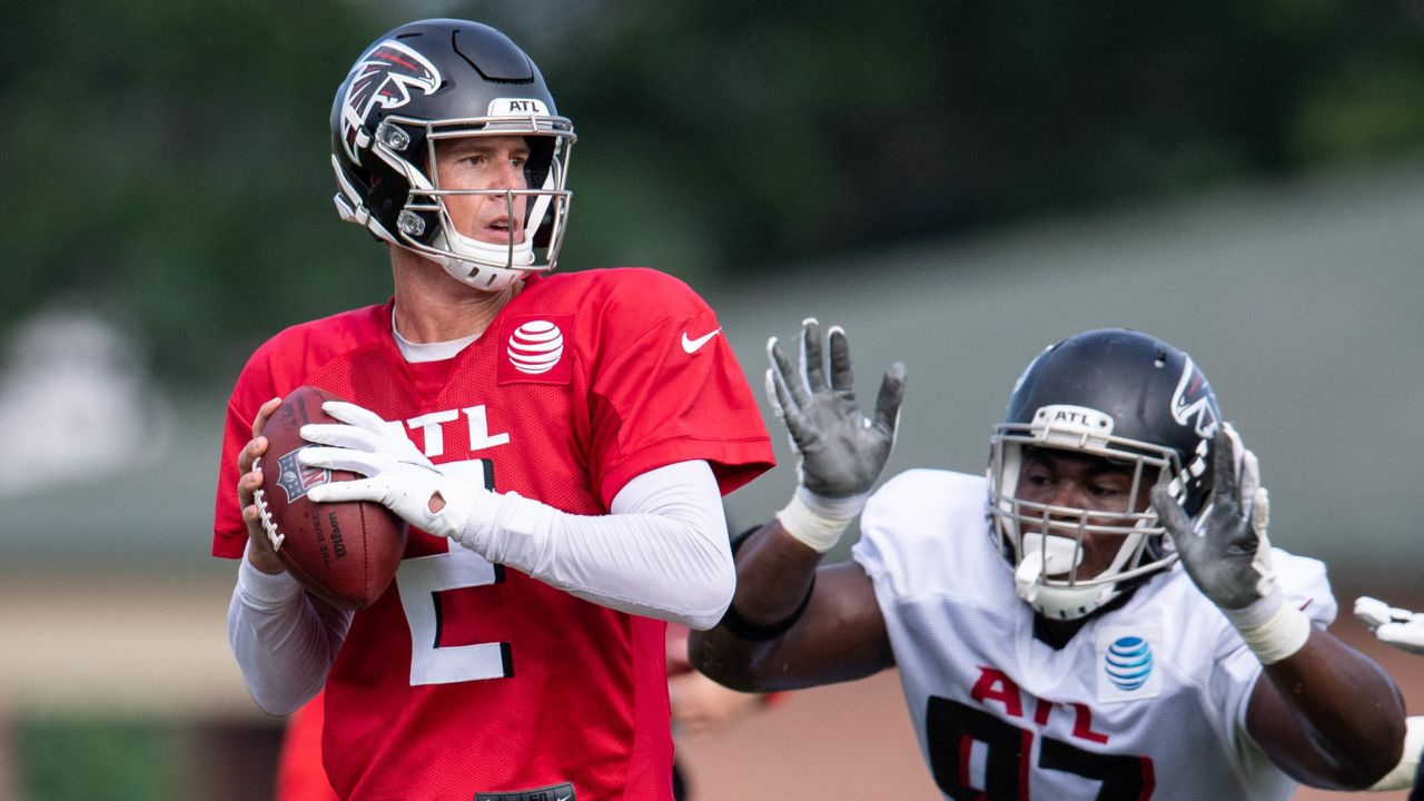 Atlanta Falcons quarterback Desmond Ridder (4) lines up during the second  half of an NFL football game against the Jacksonville Jaguars, Saturday,  Aug. 27, 2022, in Atlanta. The Atlanta Falcons won 28-12. (