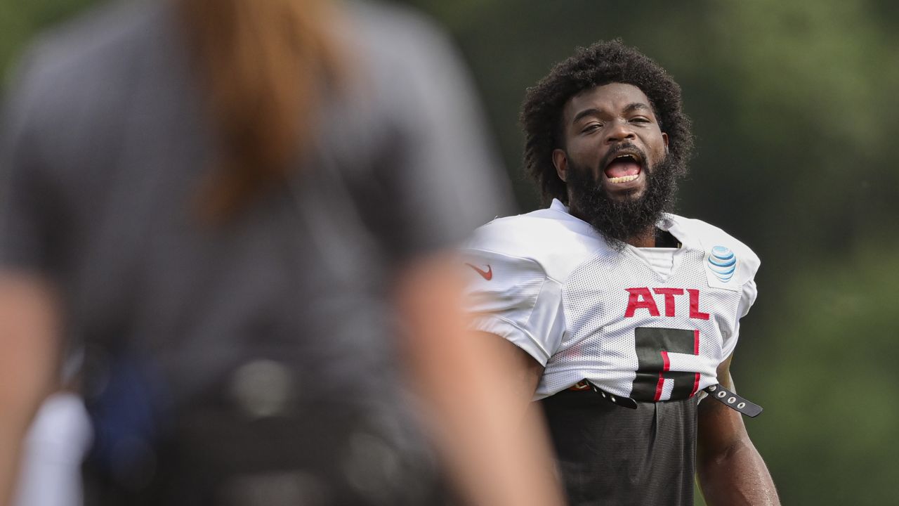 FLOWERY BRANCH, GA - JULY 30: Atlanta Falcons cornerback Teez Tabor (20)  during Saturday morning