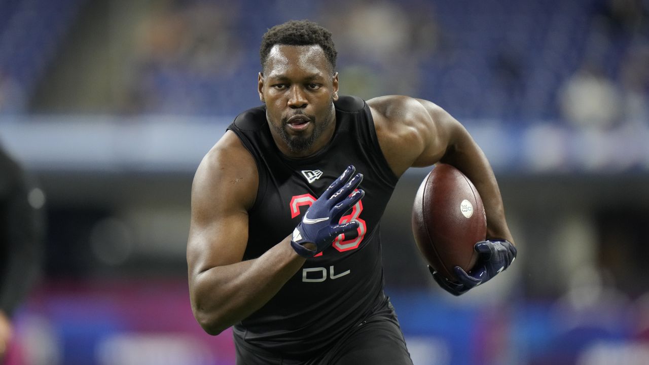 FILE - Atlanta Falcons defensive end Arnold Ebiketie (47) plays against the Detroit  Lions during a preseason NFL football game in Detroit, Friday, Aug. 12,  2022. More roster moves could come, but