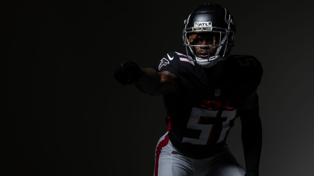 Atlanta Falcons linebacker DeAngelo Malone (51) works during the