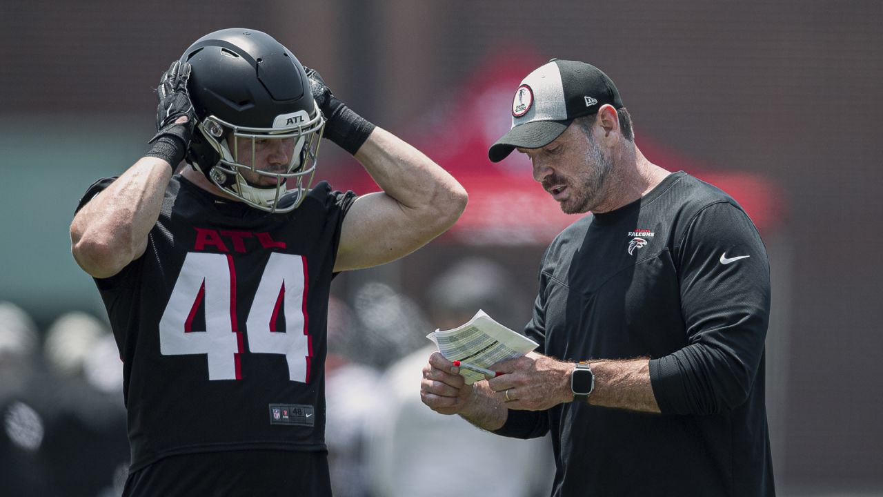 Atlanta Falcons linebacker Troy Andersen (44) works during the