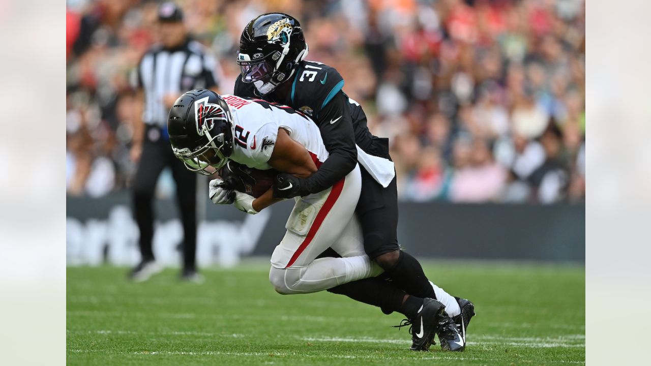 Atlanta Falcons cornerback Robert Alford (23) heads towards the locker room  at halftime of a game against the Los Angeles Rams played at the Los  Angeles Memorial Coliseum in Los Angeles on