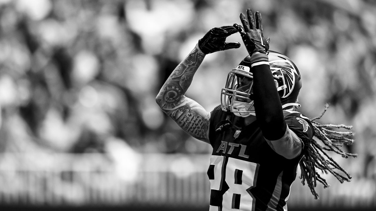 Atlanta Falcons cornerback Mike Ford (28) works during the first