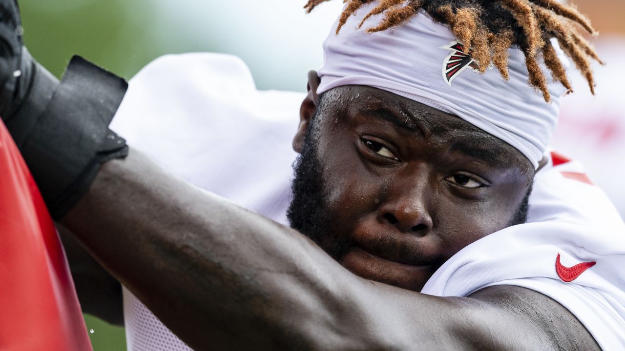 FLOWERY BRANCH, GA - JULY 30: Atlanta Falcons cornerback Teez Tabor (20)  during Saturday morning