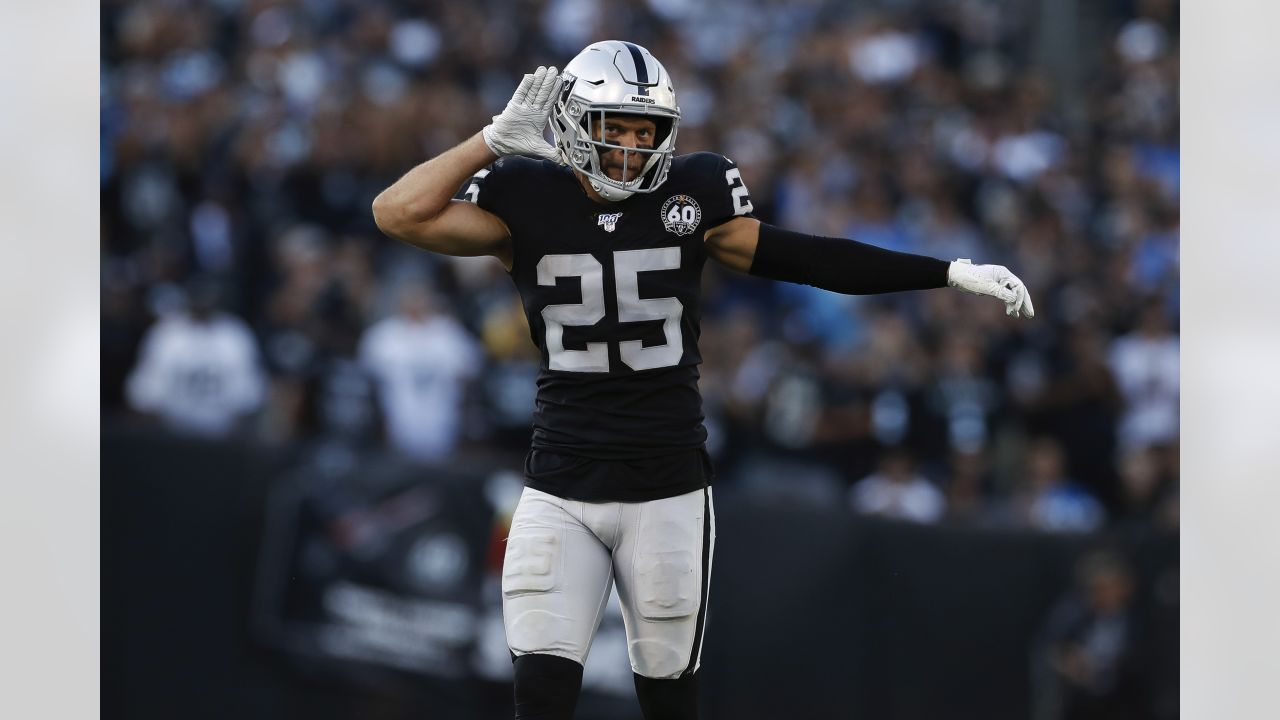 Las Vegas Raiders free safety Erik Harris #25 walks off the field after the  34-24 Raiders win against the New Orleans Saints after an NFL football  game, Monday, Sept. 21, 2020, in