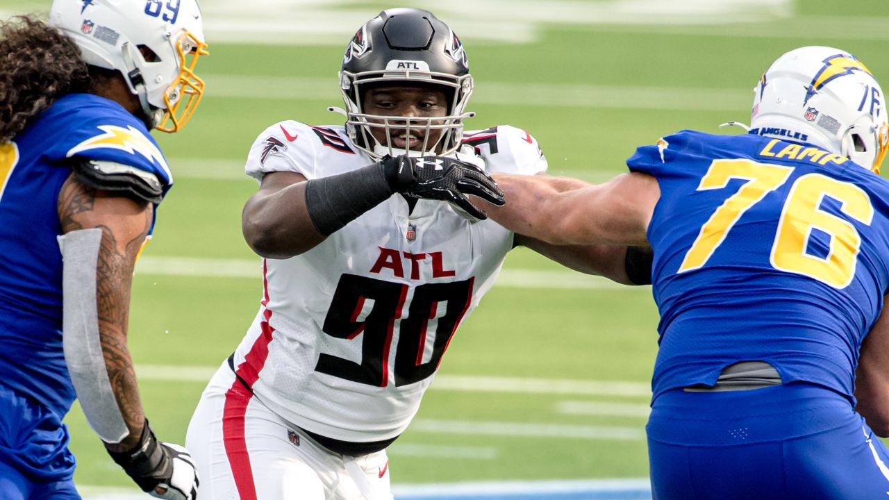 Atlanta Falcons defensive tackle Marlon Davidson (90) in action during an  NFL game between the Atlanta