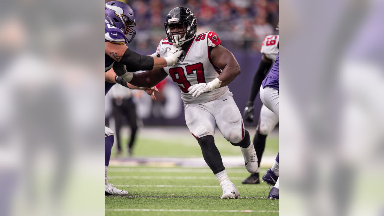 Atlanta Falcons defensive tackle Grady Jarrett #97 takes the field