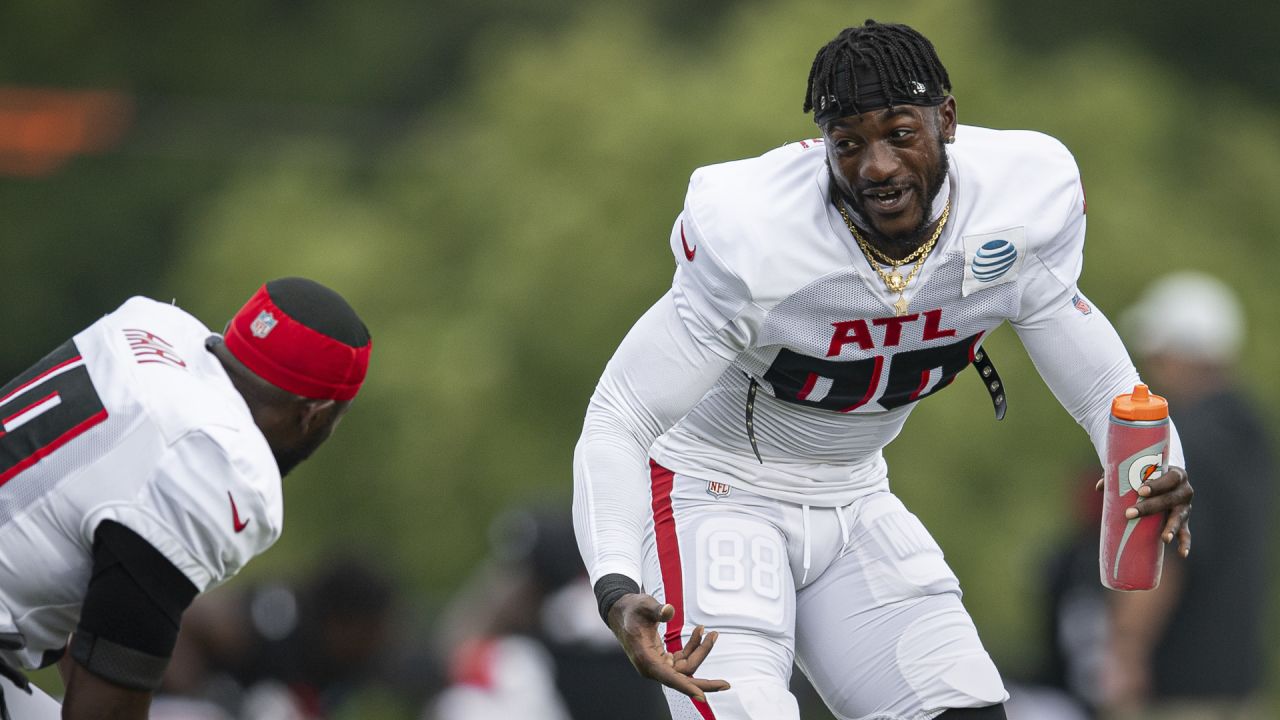 Atlanta Falcons wide receiver Frank Darby (88) works during the