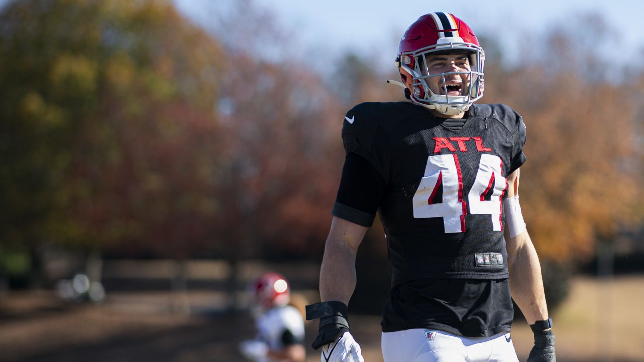 Atlanta Falcons linebacker Troy Andersen (44) works during the