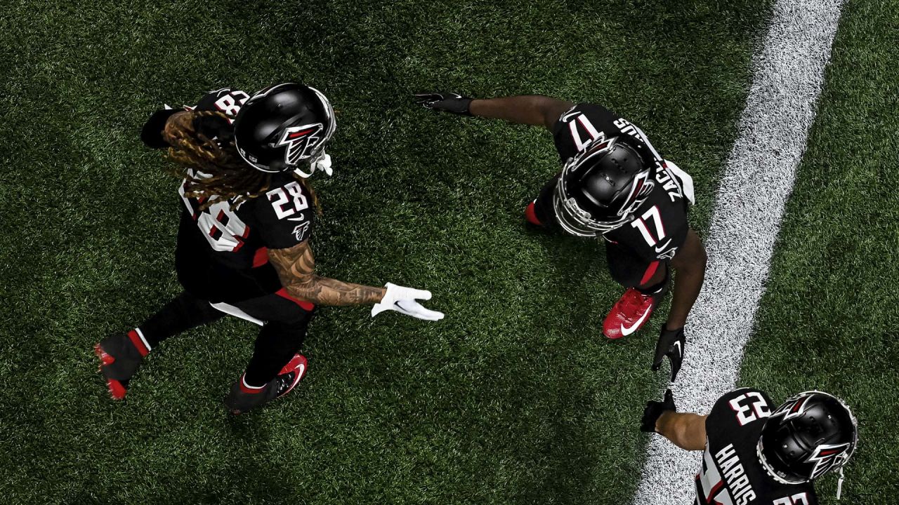 Atlanta Falcons cornerback Mike Ford (28) works during the first