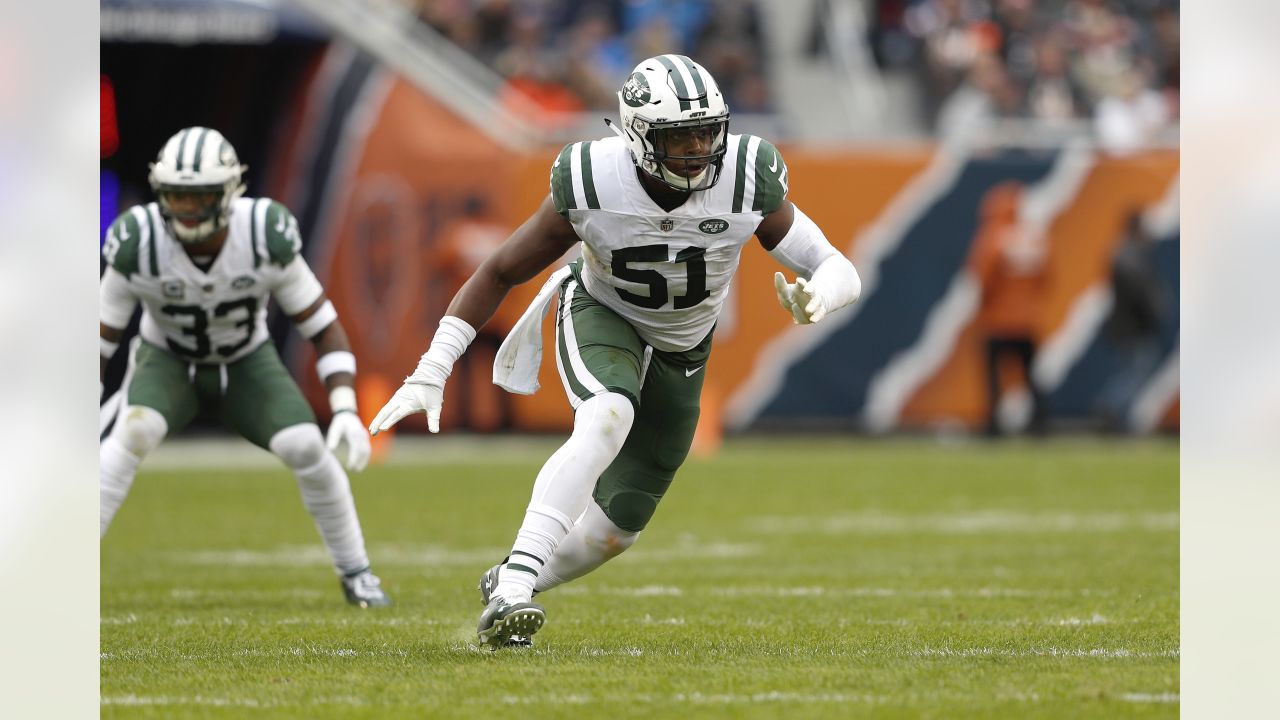 New York Jets outside linebacker Brandon Copeland (51) rushes in