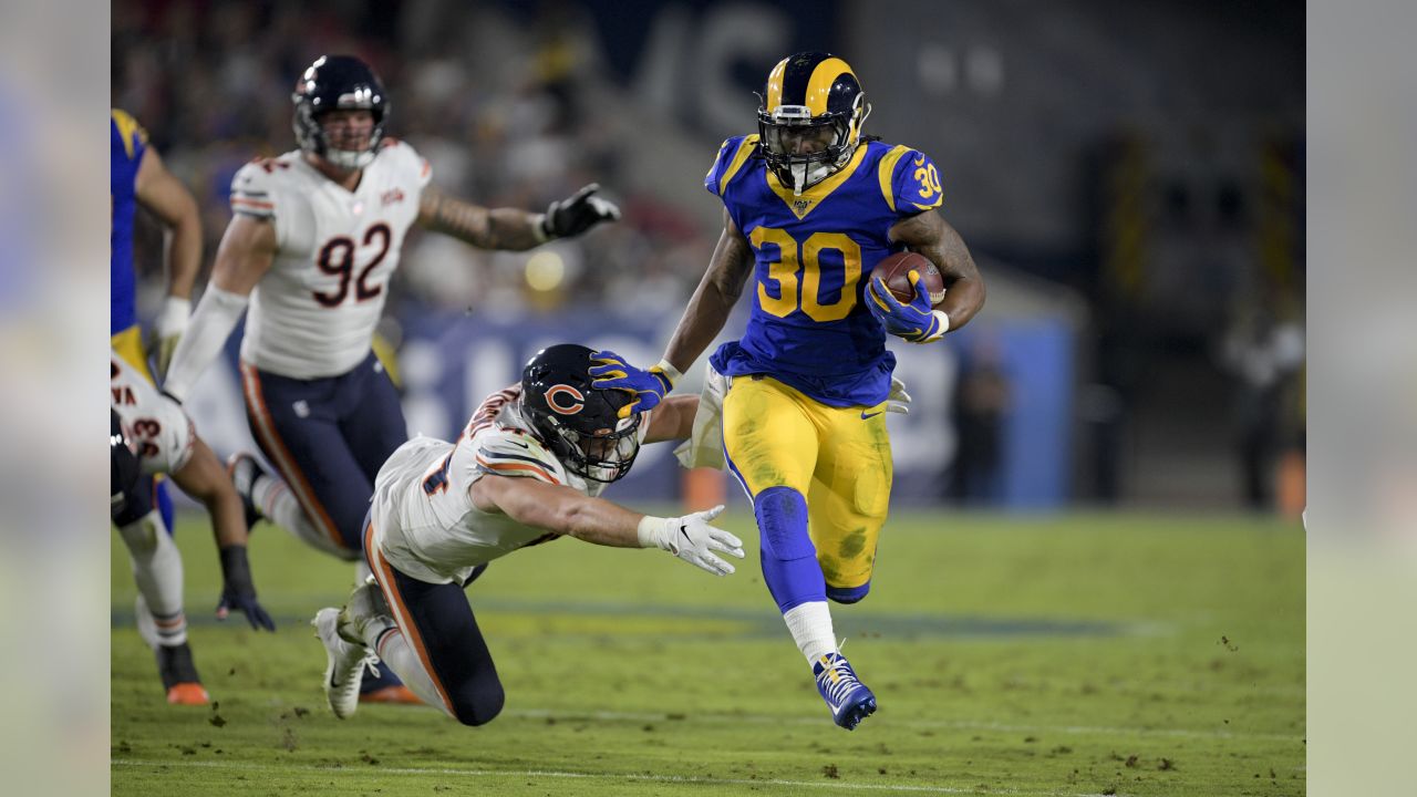 Los Angeles Rams running back Todd Gurley (30) runs against the Atlanta  Falcons during the second half of an NFL football game, Sunday, Oct. 20,  2019, in Atlanta. (AP Photo/John Bazemore Stock