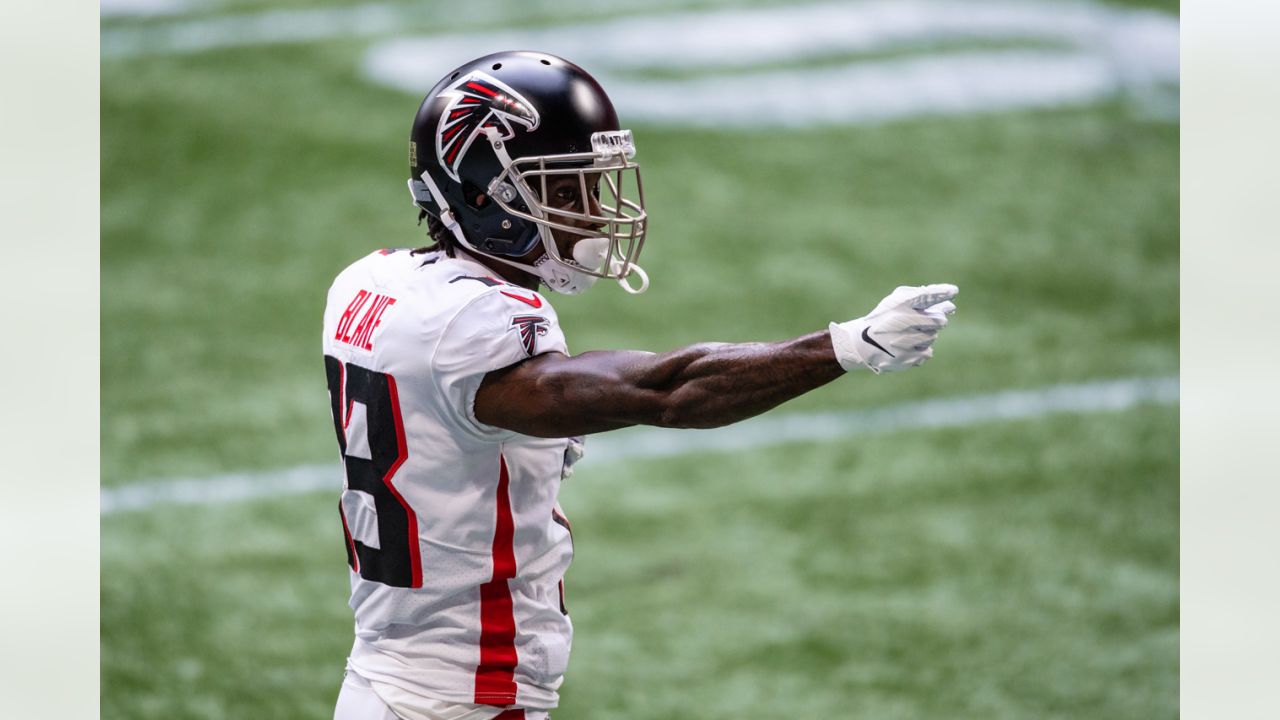 Atlanta Falcons wide receiver Christian Blake (13) reacts during