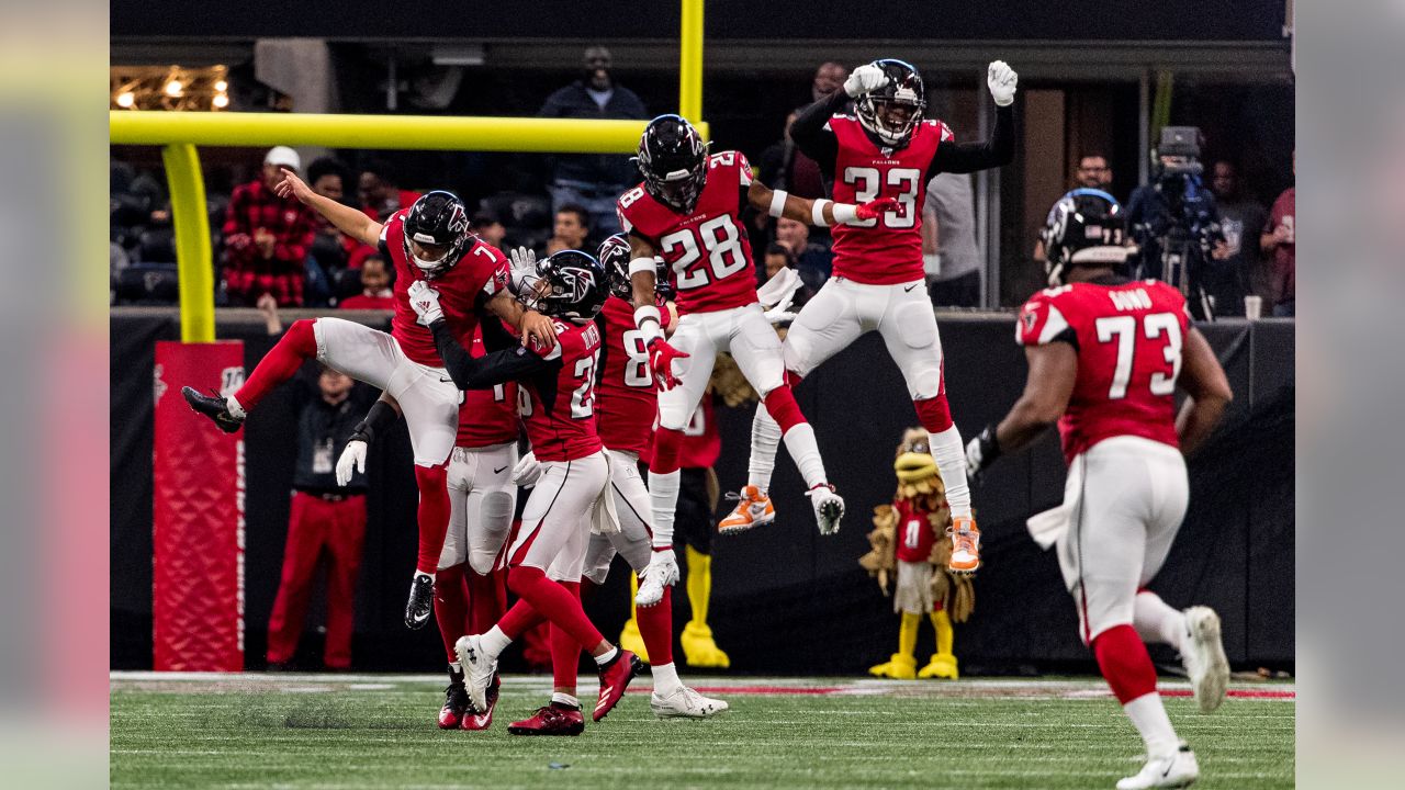 Atlanta Falcons wide receiver Christian Blake #13 runs out of the tunnel  during pregame against the …