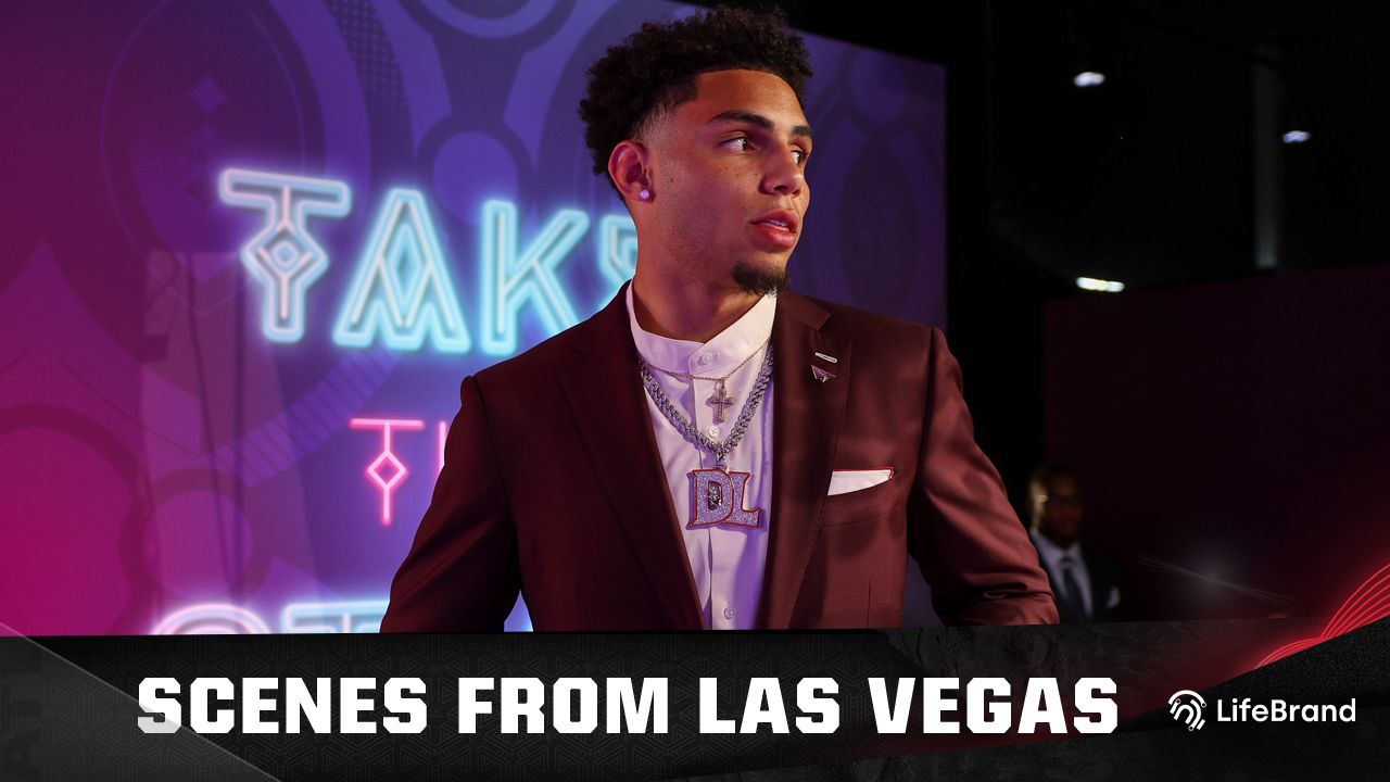 Nevada, USA. 28th Apr, 2022. A view of an Atlanta Falcons fan wearing  Superbowl rings at the NFL Draft in Las Vegas, Nevada on Thursday, April  28, 2022. Photo by James Atoa/UPI