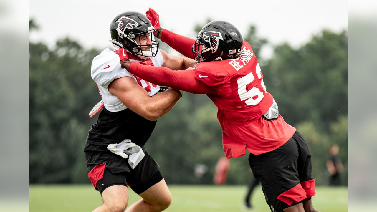 Atlanta Falcons linebacker Yurik Bethune (52), defensive end John