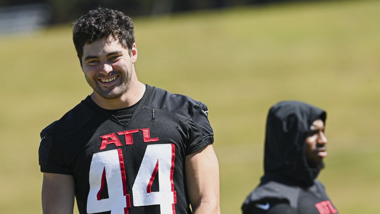 Atlanta Falcons linebacker Troy Andersen (44) works during the