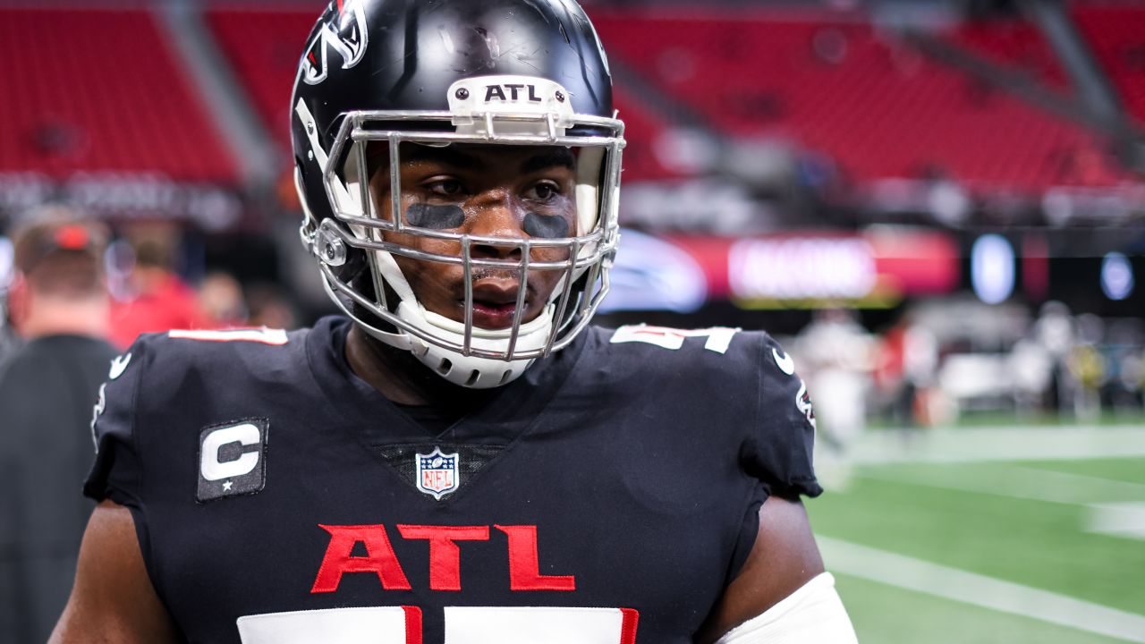 Atlanta Falcons defensive tackle Grady Jarrett (97) celebrates his