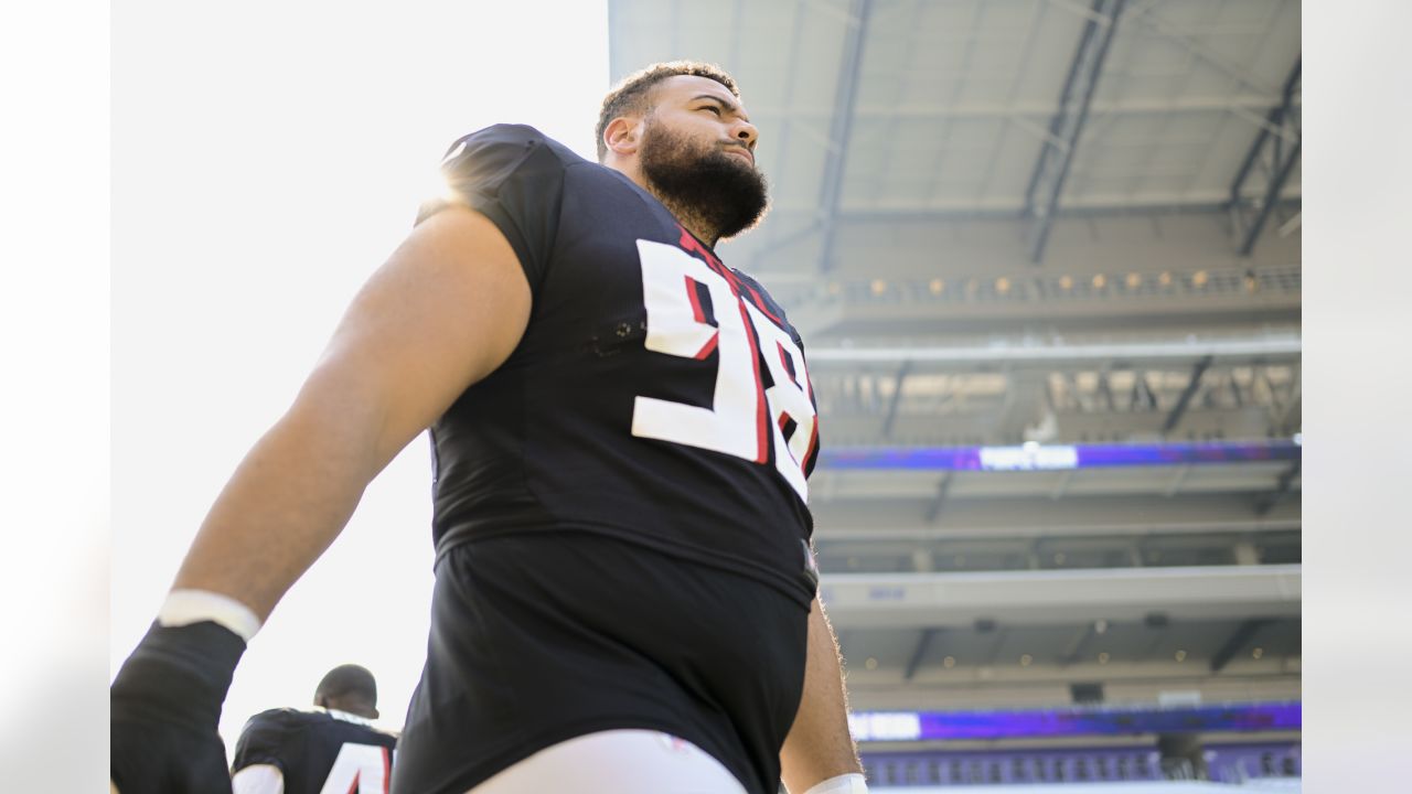 Atlanta Falcons defensive tackle Abdullah Anderson (98) watches a