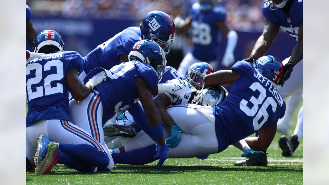 New York Giants defensive tackle Dexter Lawrence (97) takes the field to  face the Washington Commanders during an NFL football game Sunday, Dec. 4,  2022, in East Rutherford, N.J. (AP Photo/Adam Hunger