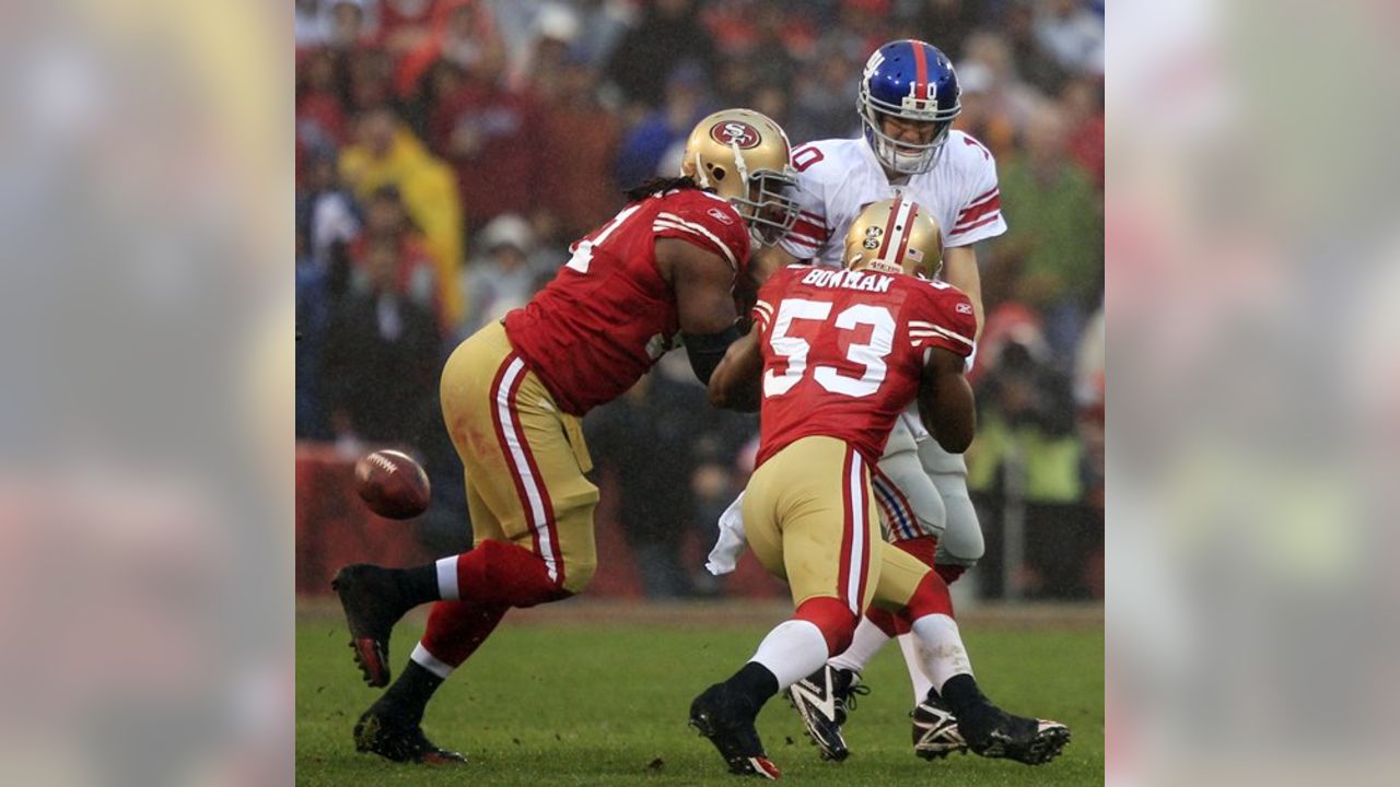 San Francisco 49ers linebacker NaVorro Bowman (53) and defensive tackle Ray  McDonald (91) celebrate during the second half of an NFL football game  against the Seattle Seahawks in San Francisco, Th …