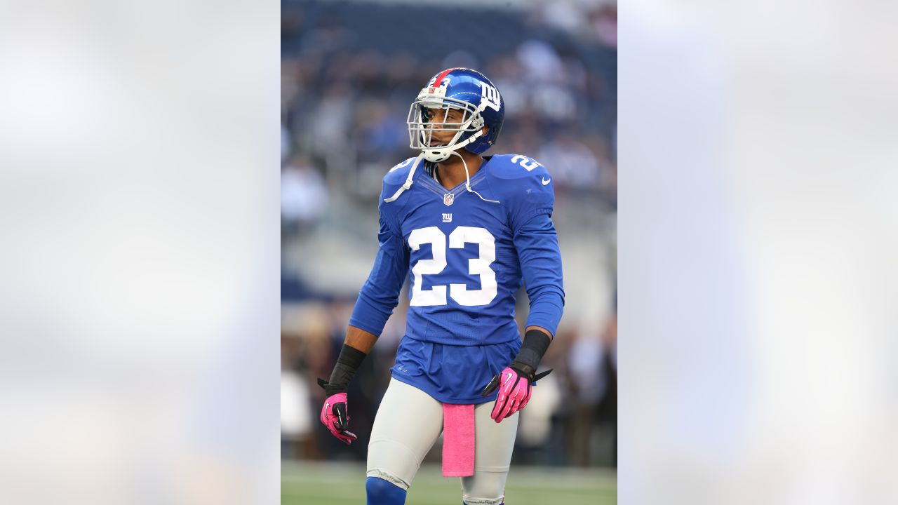 New York Giants Corey Webster makes an interception near the goal line and  Buffalo Bills Stevie Johnson gets a 15 yard face mask penalty on the same  play in the fourth quarter