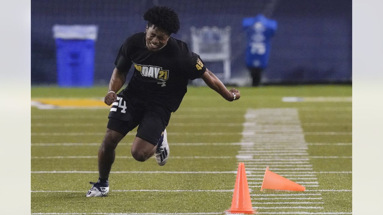 Missouri's Tyree Gillespie catches a ball as he participates in the  school's pro day football w …