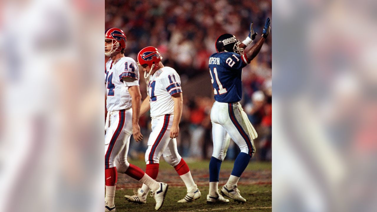 Buffalo Bills kicker Scott Norwood (11) walks off the field after