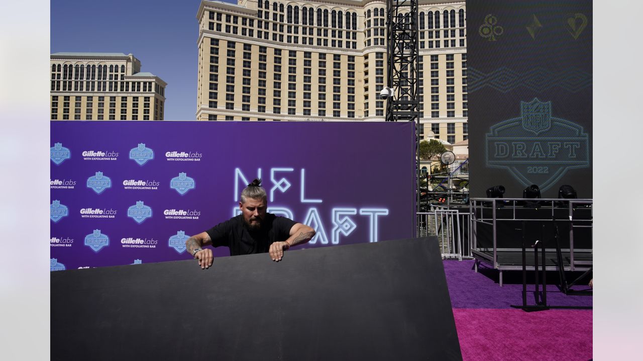 NFL Draft Red Carpet Stage taking shape on Fountains of Bellagio