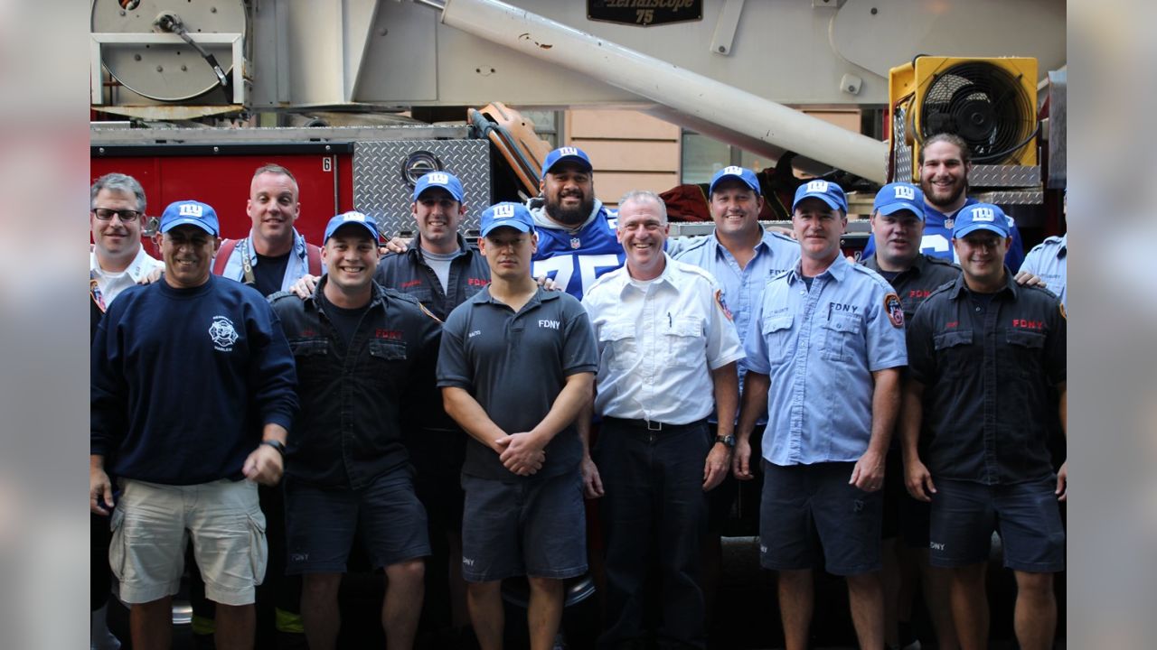 Giants visit the real heroes at FDNY Engine 22 Ladder 13