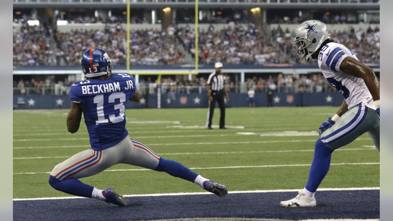 East Rutherford, New Jersey, USA. 20th Sep, 2015. Giants wide receiver Odell  Beckham, Jr (13) on the sideline at end of the first half during NFL action  between the Atlanta Falcons and